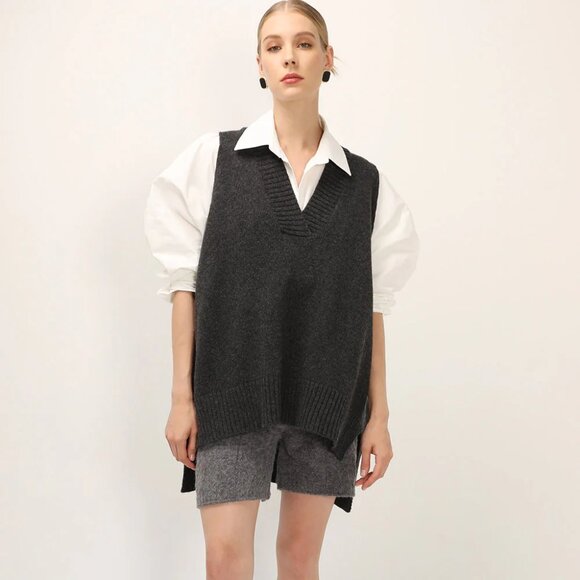 Storets Lyla Wool Blend Oversized Knit Vest S/M - Picture 1 of 16